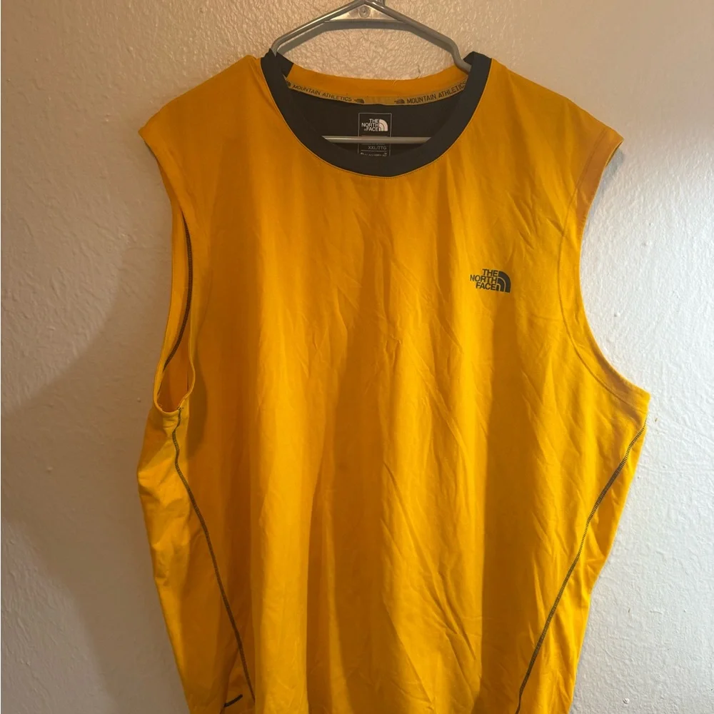 North Face Men's Yellow Athletic Tank top